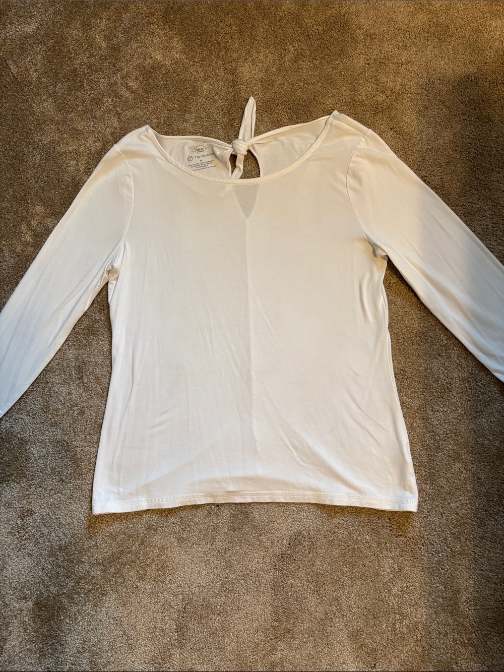 Talbots White 3/4 Length Sleeve Tie-Back Top